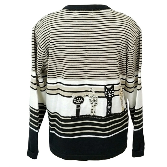 VINTAGE knit Kitten / cat lady Cardigan sweater - Picture 2 of 8